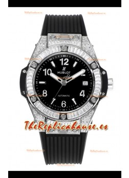 Reloj Hublot Big Bang One Click con caja engastada de moissanita y esfera negra