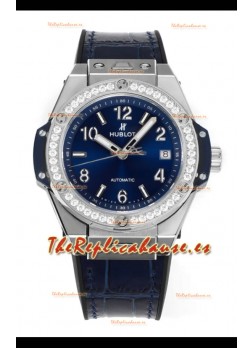 Reloj Hublot Big Bang One Click con bisel de moissanita, superclon y esfera azul