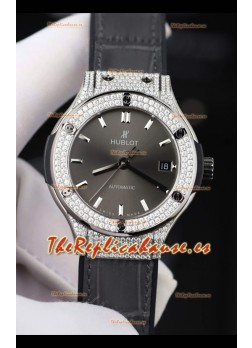 Reloj Hublot Classic Fusion Diamonds con esfera gris acero de 38 mm, superclon