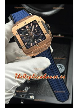 Reloj Hublot Square Bang Unico Caja azul oro rosa Superclon