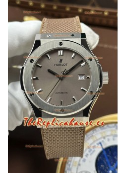 Reloj Hublot Classic Fusion Titanium con esfera color topo de 42 mm, réplica de alta calidad