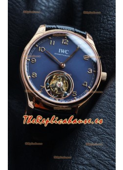 Reloj IWC Portuguese Tourbillon con esfera azul y oro rosa, superclon