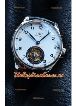 Reloj IWC Portuguese Tourbillon con caja de acero y esfera blanca, superclon