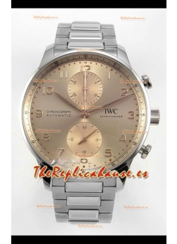 Reloj IWC Portuguese Chronograph con esfera color champán, superclon