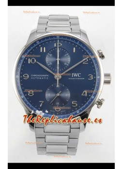 Reloj IWC Portuguese Chronograph con esfera azul Superclon