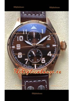 Reloj réplica IWC PILOT'S Monopusher de oro rosa con esfera marrón