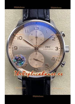 Reloj IWC Portuguese Chronograph con esfera color champán, superclon