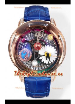 Reloj réplica suizo Jacob & CO Astronomia G-Dragon con correa azul y tourbillon en oro rosa