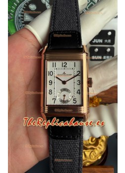 Reloj Jaeger-LeCoultre Reverso Tribute Duoface con esfera blanca y gris, superclon