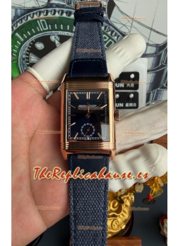 Reloj Jaeger-LeCoultre Reverso Tribute Duoface con esfera azul y acero, superclon