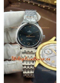 Reloj Omega De Ville automático de 34 mm con esfera gris y caja de acero, réplica de alta calidad