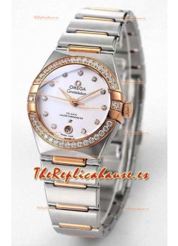 Reloj Omega Constellation 29MM bicolor oro rosa con esfera blanca, automático, superclon