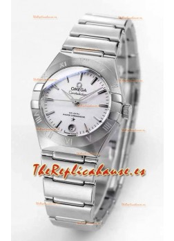 Reloj Omega Constellation automático de 29 mm con esfera blanca y acero inoxidable, superclon