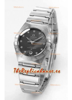 Reloj Omega Constellation automático de 29 mm con esfera gris y acero inoxidable, superclon