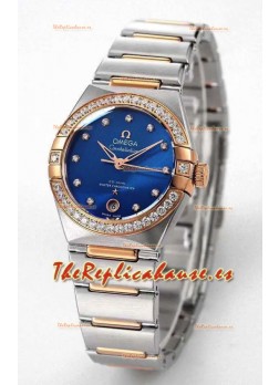Reloj Omega Constellation 29MM bicolor oro rosa con esfera azul, automático, superclon