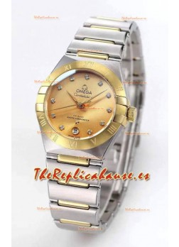 Reloj Omega Constellation 29MM automático con esfera bicolor de oro amarillo, superclon