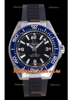 Reloj Omega Seamaster Planet Ocean Blue con bisel y correa de caucho de 42 mm, réplica de alta calidad