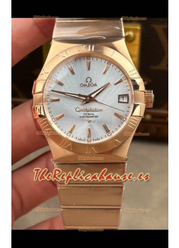 Reloj Omega Constellation Superclon de 38 mm con esfera de acero y oro rosa