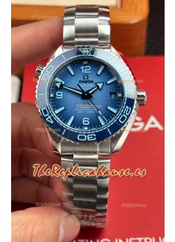Reloj Omega Seamaster Planet Ocean de 39,5 mm con esfera azul, réplica perfecta para verano