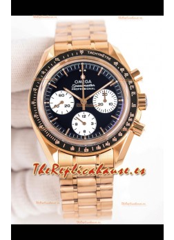 Reloj Omega Speedmaster Moonwatch de oro rosa con esfera negra, superclon