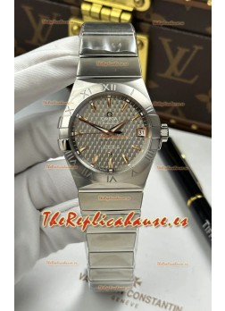 Reloj Omega Co-Axial Constellation de 38 mm con esfera gris de acero 904L, réplica perfecta
