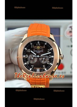 Reloj réplica suizo Patek Philippe Aquanaut 5261 de oro rosa con esfera marrón