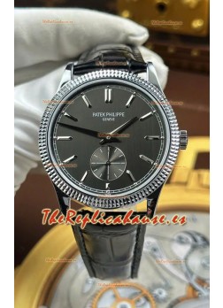 Reloj Patek Philippe Calatrava 6119G de acero inoxidable con esfera gris, réplica exacta