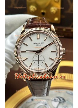 Reloj Patek Philippe Calatrava 6119G Superclon de oro rosa con esfera blanca