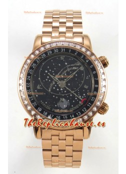 Reloj Patek Philippe Grand Complications 6102 con esfera negra y correa de oro rosa, réplica exacta