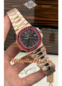 Reloj Patek Philippe Nautilus 5723 de oro rosa con rubíes rojos, superclon