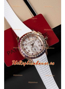 Reloj Patek Philippe Aquanaut 7968 Superclon de oro rosa con correa blanca