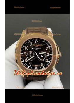 Reloj réplica suizo Patek Philippe Aquanaut 5261 de oro rosa con esfera marrón