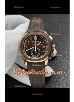 Reloj Patek Philippe Aquanaut 5968 con caja de oro rosa y esfera marrón, réplica exacta