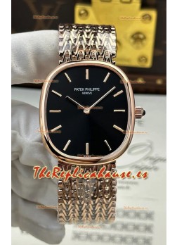 Reloj Patek Philippe Golden Ellipse 5738/1R-001 de oro rosa con esfera negra, superclon
