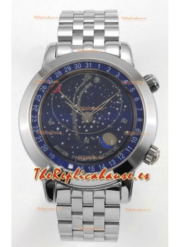 Reloj Patek Philippe Grand Complications 6102 con esfera azul y correa de acero, réplica de alta calidad