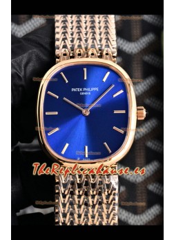 Reloj Patek Philippe Golden Ellipse 5738/1R-001 de oro rosa con esfera azul, superclon