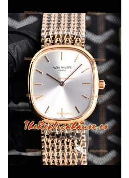 Reloj Patek Philippe Golden Ellipse 5738/1R-001 con esfera de acero y oro rosa, superclon