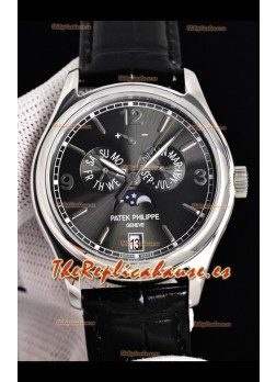 Reloj réplica suizo Patek Philippe Complications 5146 con calendario anual y esfera gris