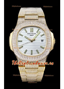Patek Philippe Superclon Nautilus 5711/G Edición con diamantes engastados y esfera blanca