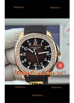 Reloj Patek Philippe Aquanaut 5167 Superclon con correa negra y bisel de diamantes