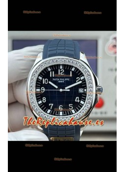 Reloj Patek Philippe Aquanaut 5167 con esfera azul, correa, diamantes y bisel, réplica excepcional
