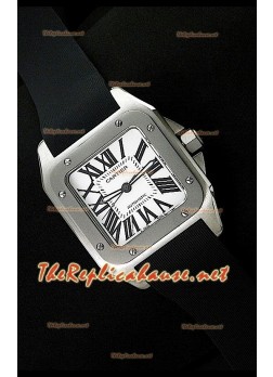 Cartier Santos 100 Reloj Suizo con Caja de Acero Réplica Escala 1:1 - 42MM