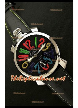 GaGa Milano Reloj Manual en Acero - 48MM  - Esfera Negra
