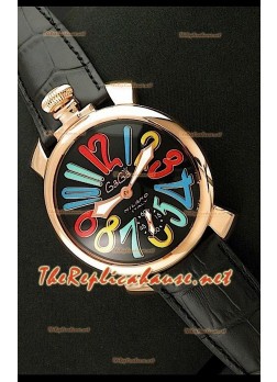 GaGa Milano Reloj Manual con Carcasa de Oro Rosa - Números en Colores