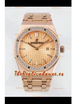 Audemars Piguet Royal Oak 33MM Caja Oro Rosado Dial Oro Reloj Réplica a Espejo 1:1
