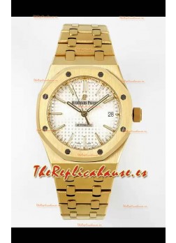 Audemars Piguet Royal Oak 37MM Dial Blanco Oro Amarillo Reloj en Movimiento 3120 - Réplica a Espejo 1:1