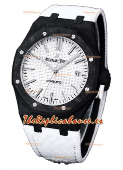 Audemars Piguet Royal Oak Ref.15400 Reloj con Caja de Carbono Forjado Dial Blanco en Réplica Espejo 1:1