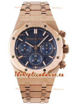 Audemars Piguet Royal Oak Chronograph Réplica Espejo 1:1 - Caja Oro Rosado Dial Azul in 41MM