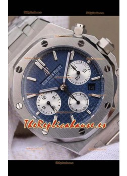 Audemars Piguet Royal Oak Chronograph Dial Azul Correa Acero Reloj Réplica Suiza