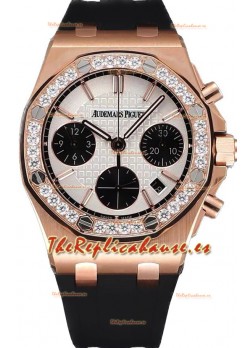 Audemars Piguet Royal Oak Offshore Oro Rosado Dial Blanco Chronograph 37MM - Reloj Réplica Suiza 
